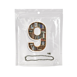 Разноцветный Акрил 9 подвесные украшения для книжной полки в форме цифр, для дома, автомобиля, сумки, подвесные украшения, красочный, 80x49 мм