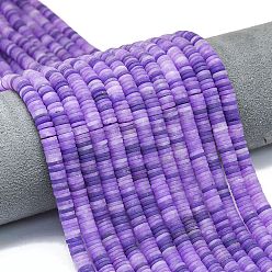 Фиолетовый Бусины из натурального белого нефрита, матовые, дисковые бусы, Heishi бусы, окрашенные, фиолетовые, 6~6.5x1~1.5 мм, отверстие : 0.9 мм, о 242~244 шт., 15.16~15.35 дюйм (38.5~39 см)