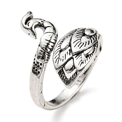 Peacock Открытая манжета из сплава, петля спицами петля крючком, держатель нитенаправителя для женщин, античное серебро, павлин, Внутренний диаметр: 1.9 cm