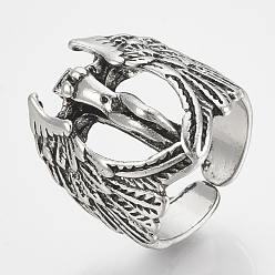 Argent Antique Alliage bagues boutons de manchette, anneaux large bande, ange, argent antique, taille us 9 3/4 (19.5 mm)