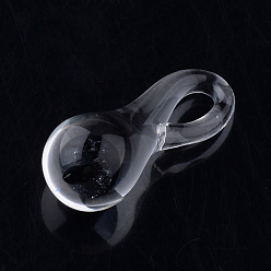 Black Handmade Lampwork Glass Pendants, Pyrex, Mushroom, Black, 21~25x9~10mm, Hole: 3~4mm