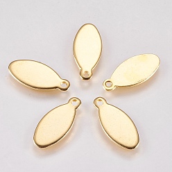 Золотой 201 подвески из нержавеющей стали для штамповки заготовок, овальные, золотые, 15.5x7x1 мм, отверстие : 1 мм