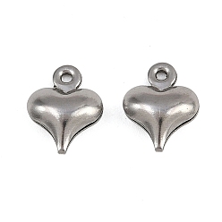 Нержавеющая Сталь Цвет 304 прелести нержавеющей стали, сердце прелести, анти-тускнение, цвет нержавеющей стали, 11.5x9x4 мм, отверстие : 1.2 мм