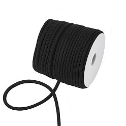 Black 50 Yards Polyester Cord, Round, for Sewing, DIY Craft, with Plastic Spool, Black, 6mm, about 50.00 Yards(45.72m)/Set