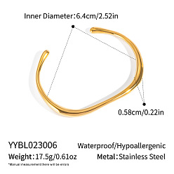 Золотой Минималистичные 201 браслеты-манжеты из нержавеющей стали в форме буквы С для женщин, золотые, внутренний диаметр: 2-1/2 дюйм (6.4 см)