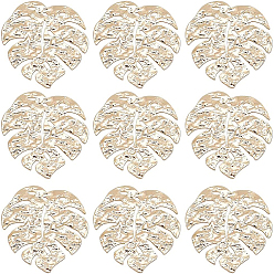 Настоящее золото 18K Латунные подвески, лист монстры, реальный 18 k позолоченный, 30x29x1.5 мм, отверстие : 1.2 мм, 10 шт / коробка