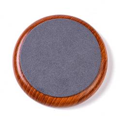Gray Flat Round Wood Pesentation Jewelry Bracelets Display Tray, Covered with Microfiber, Coin Stone Organizer, Gray, 13.1x2.2cm