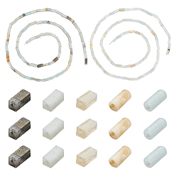 Flower Amazonite 2 нити 2 стили натуральный цветок амазонит бусины нити, граненый кубоид и колонна, 4~5x2~2.5x2~2.5 мм, отверстие : 0.9 мм, 1 прядь / стиль