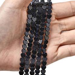 Синий Драгоценный Камень Синтетический синий авантюрин бисер нитей, сердце, 6x6x2 мм, отверстие : 0.7 мм, около 65~72 шт / нитка, 13.39'' (34 см) ~ 15.35'' (39 см)