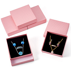 Pink 5шт. картонные коробки для упаковки ювелирных изделий с ромбовидной текстурой и губкой внутри, для подвесок, серег и колец, квадратный, розовые, 8.8x8.8x2.8 см