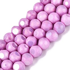 Фиолетовый Нити из непрозрачных стеклянных бусин с эффектом омбре, окрашенные методом гальванического покрытия., круглые, с покрытием AB цвета, граненый(6 граненый), фиолетовые, 8~8.5 мм, отверстие : 1~1.2 мм, около 47~48 шт / нитка, 14.17~14.76 дюйм (36~37.5 см)