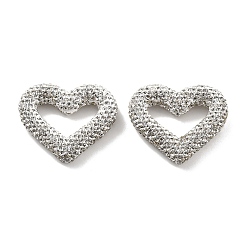 Кристалл Бусины из полимерной глины в форме сердца со стразами, Фокальные бусины для самодельного брелока для телефона, принадлежности для изготовления ручек и ювелирных изделий, кристалл, 27.5x33.5x8 мм, отверстие : 2 мм