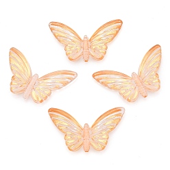 Оранжевый Прозрачные акриловые бусины, золотой металл обвитыми, бабочка, оранжевые, 24x40x5 мм, отверстие : 1.8 мм, Около 268 шт / 500 г