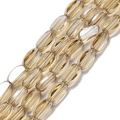 Цвет Древесины Стеклянные бусины с гальваническим покрытием , овальные, граненые, деревесиные, 6x3.5x2.5 мм, отверстие : 1 мм, около 53~54 шт / нитка, 11.73''~12.01'' (29.8~30.5 см)