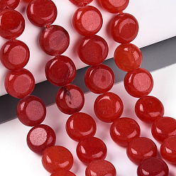 Красный Окрашенные природные белый нефрит бисер пряди, плоско-круглые, красные, 9.5~10.5x5.5~6 мм, отверстие : 0.8~1 мм, около 38~40 шт / нитка, 15.16~15.55'' (38.5~39.5 см)