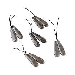 Natural Agate Natural Agate Pendants, Teardrop Charm, 44.5~45x12x4mm, Hole: 1.2mm