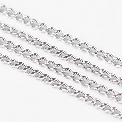 Платина Железа скручены цепи, несварные, платиновый цвет, с катушкой, Размер: цепи: около 3.7 мм длиной, шириной 2.5 мм , толщиной 0.7 мм , около 328.08 футов (100 м) / рулон