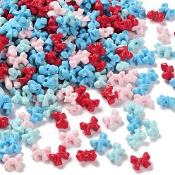 Синий Непрозрачные акриловые бусины, бантом, синие, 7.5x10x5.5 мм, отверстие : 1.6 мм, 2631 шт / 500 г