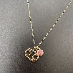 Рак Ожерелья из сплава созвездия со стразами светло-розового цвета для женщин и мужчин, золотые, рак, 15.75 дюйм (40 см)