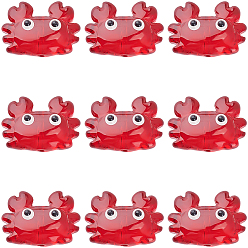 Темно-Красный 10 шт. стеклянные эмалевые бусины, краб, темно-красный, 15x21x8 мм, отверстие : 1.4 мм