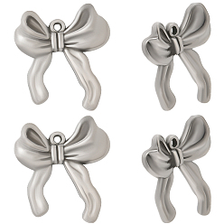 Нержавеющая Сталь Цвет 20 шт. 304 подвески из нержавеющей стали, очарование бантом, анти-тускнение, цвет нержавеющей стали, 19.5x17.5x4.5 мм, отверстие : 1 мм