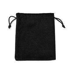 Черный Бархатные мешочки для хранения украшений на шнурке, прямоугольные, чёрные, 13.7x11.6x0.4 см