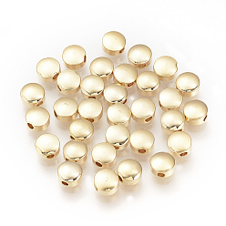 Real 18K Gold Plated Brass Spacer Beads, Nickel Free, Real 18K Gold Plated, Flat Round, Real 18K Gold Plated, 5x3mm, Hole: 0.8~1mm