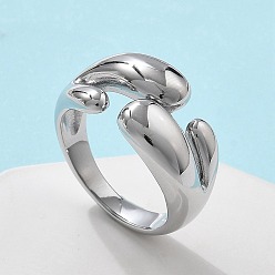 Нержавеющая Сталь Цвет 304 из нержавеющей стали Манжета кольца для женщин, цвет нержавеющей стали, внутренний диаметр: 18 мм