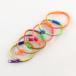 Mixed Color Plastic Zipper Bracelets, Mixed Color, 190x5.5mm