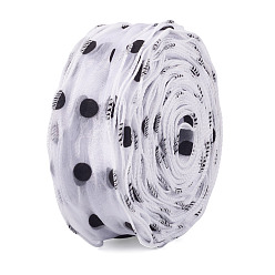 Белый 20м полиэстеровых лент, узор в горошек, для аксессуаров для одежды, белые, 2-3/8 дюйм (60 мм)