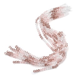 Pink Прозрачный градиент цвета стеклянные бусины пряди, двухконусные, граненые, розовые, 6x5 мм, отверстие : 1 мм, около 63 шт / нитка, 13.15'' (33.4 см)