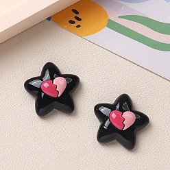 Звезда Кабошоны из черной непрозрачной смолы, звезда, 25x24 мм