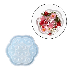 Цветок Силиконовые формы с силиконовыми формами для коврика с цветочной текстурой, формы для литья смолы, для уф-смолы, изготовление изделий из эпоксидной смолы, цветок, 125x116x14 мм