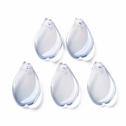 Light Steel Blue Transparent Spray Painted Glass Pendants, Pearlized, Petaline, Light Steel Blue, 16x9.5x2mm, Hole: 1mm