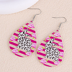 Teardrop Подвески из акрила с пасхальным принтом, платина, слеза, 72x39 мм