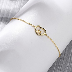 Настоящее золото 14K S925 браслеты из стерлингового серебра для женщин, щелок соединение, с микро проложить кубического циркония, реальный 14 k позолоченный, 6-1/2 дюйм (16.5 см)