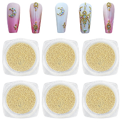 Doré  10 Ensemble de micro-perles en acier, minuscules perles de clou de caviar, accessoires nail art de décoration, ronde, or, 0.8mm