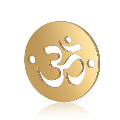 Золотой 201 соединительные звенья нержавеющие, плоский круглый с символом ом, золотые, 12x0.8 мм, отверстие : 0.8 мм