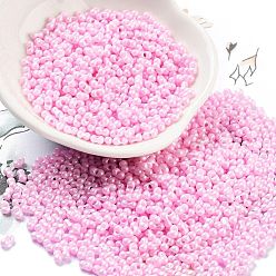 Бледно-Розовый Стеклянный бисер непрозрачных цветов, арахис, розовый жемчуг, 2x4x2 мм, отверстие : 0.8 мм, Около 45000 шт / фунт