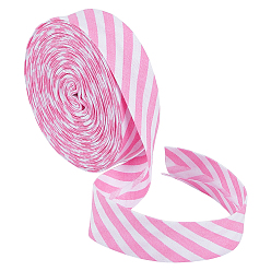 Pearl Pink Printed Stripe Polyester Ribbon, for Garment Accessories, Pearl Pink, 3/4 inch(20mm), about 10.94 Yards(10m)/Roll