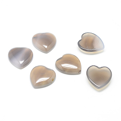 Natural Agate Natural Grey Agate Cabochons, Heart, 25x23x7.5mm