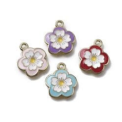 (52) Непрозрачная лаванда Подвески из эмали и сплава, , золотые, разноцветные, 17.5x15x2 мм, отверстие : 1.8 мм