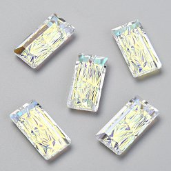 Хрусталь AB Подвески из тисненого стекла со стразами, прямоугольные, граненые, хрусталь AB, 20x10x5 мм, отверстие : 1.6 мм