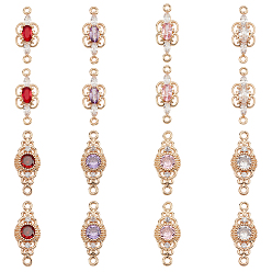 (52) Непрозрачная лаванда 16шт 8 стиль латунные подвески-соединители с кубическим цирконием, со стеклом, долговечный, золотой свет, разнообразные, разноцветные, 17.5~19.5x7~8x3 мм, отверстие : 1.2 мм, 2 шт / стиль