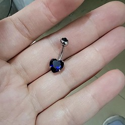 Синий 316l хирургические кольца из нержавеющей стали для живота, с кубического циркония, цвет нержавеющей стали, синие, 23x8 мм