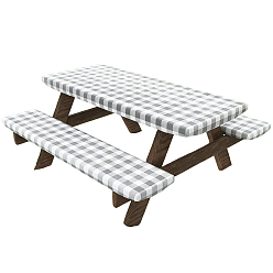 Gainsboro Plastic Table and Chair Cover, Tartan Pattern, Gainsboro, 1828.8x304.8~762x3.5mm
