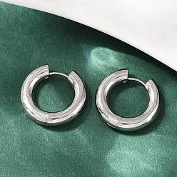 Нержавеющая Сталь Цвет 202 серьги-кольца для полировки из нержавеющей стали, 316 хирургический штифт из нержавеющей стали, цвет нержавеющей стали, 24x5 мм, штифты : 1 мм