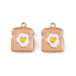 Food Подвески из латунного сплава, с эмалью, стойки покрытие, золотые, тост, 15.5x12x4 мм, отверстие : 1.5 мм