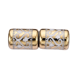 Light Gold Гальванические стеклянные бусины, столбец с цветочным узором, золотой свет, 11.5~12x8~8.5 мм, отверстие : 1.2~1.4 мм