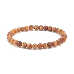 Natural Agate Round Natural Agate Stretch Beaded Bracelets, Inner Diameter: 2-1/4 inch(5.8cm), Beads: 6mm